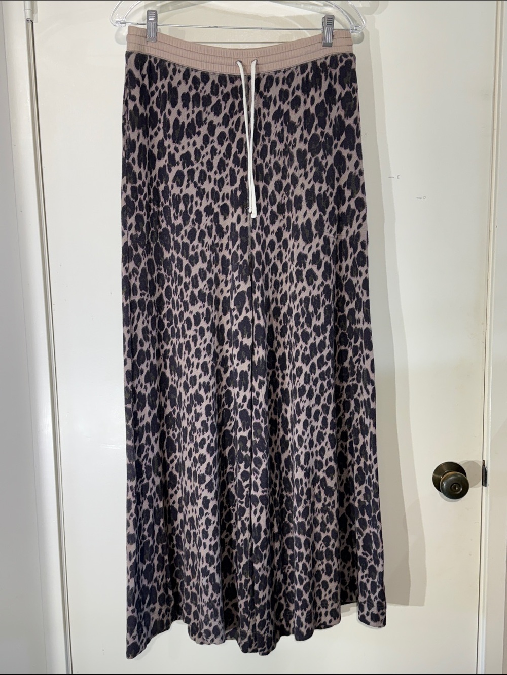 Free People Leopard Extra Wide Flowing Taupe & Dark Brown Print lounge Pants
